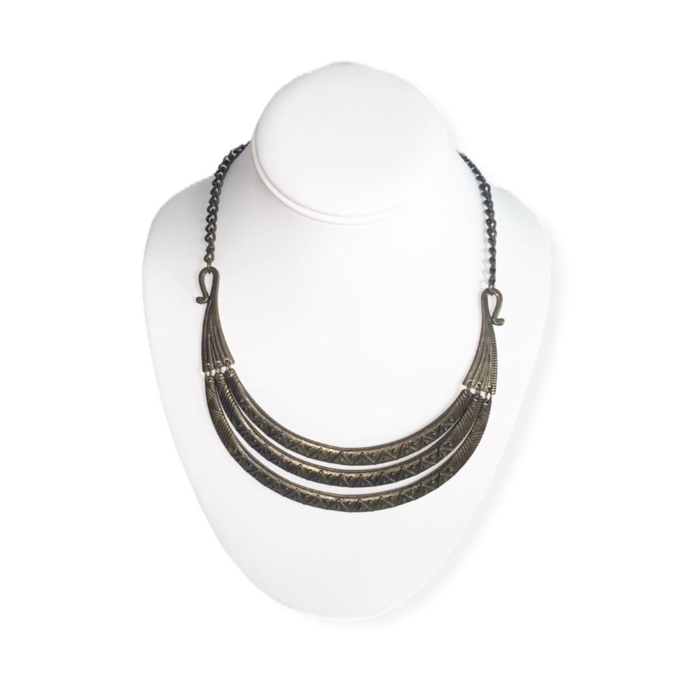 RUSTIC GOLD STATEMENT CHOKER NECKLACE - NW…